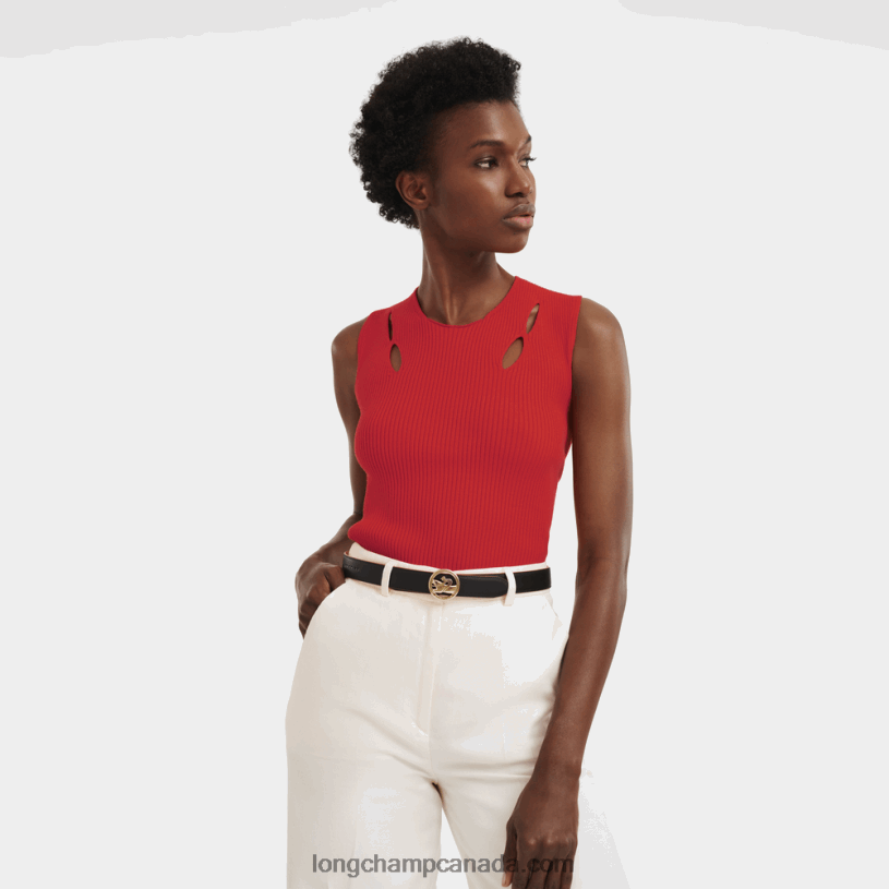 Longchamp Box Trot Ladie\'s belt VJ2H4939 Vegetal/Black