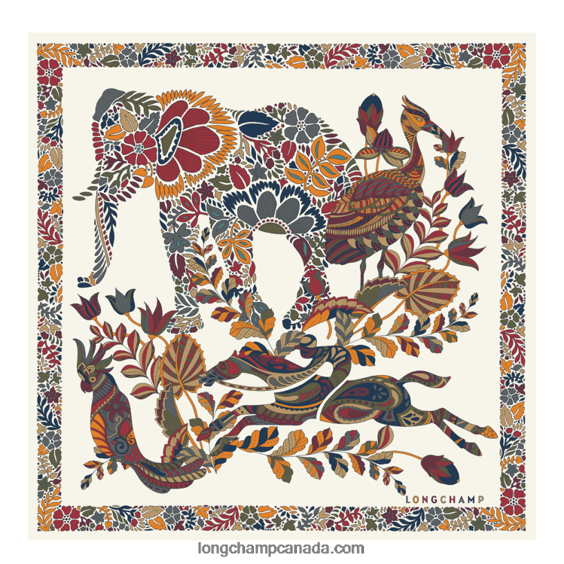 Longchamp Spring/Summer 2023 Collection Silk scarf 50 VJ2H41004 Ecru