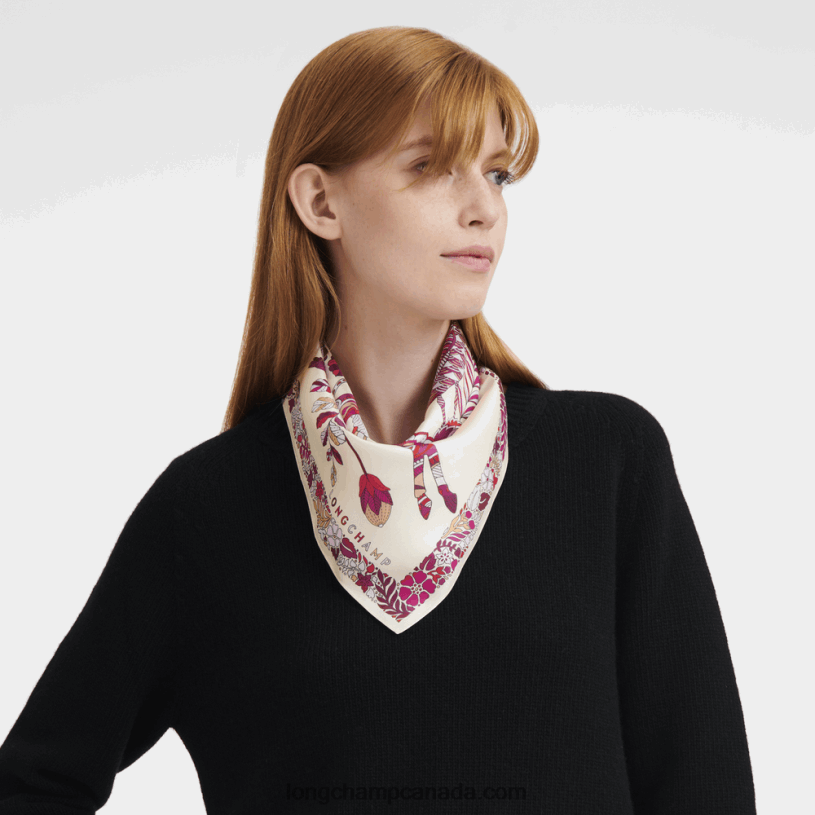 Longchamp Spring/Summer 2023 Collection Silk scarf 50 VJ2H41006 Fuchsia