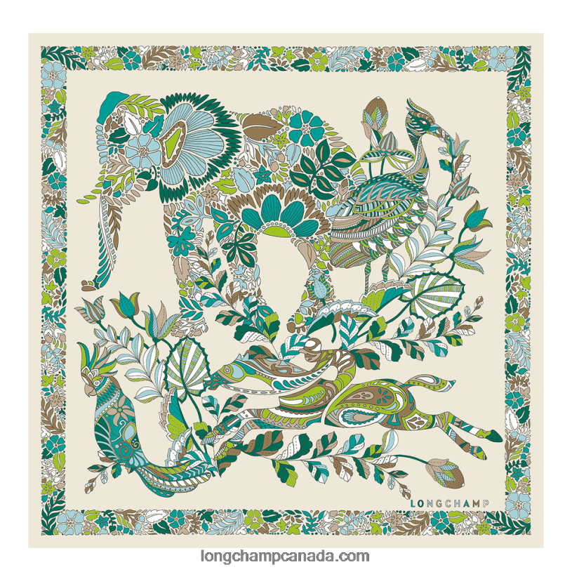 Longchamp Spring/Summer 2023 Collection Silk scarf 50 VJ2H41007 Grass/Green Light