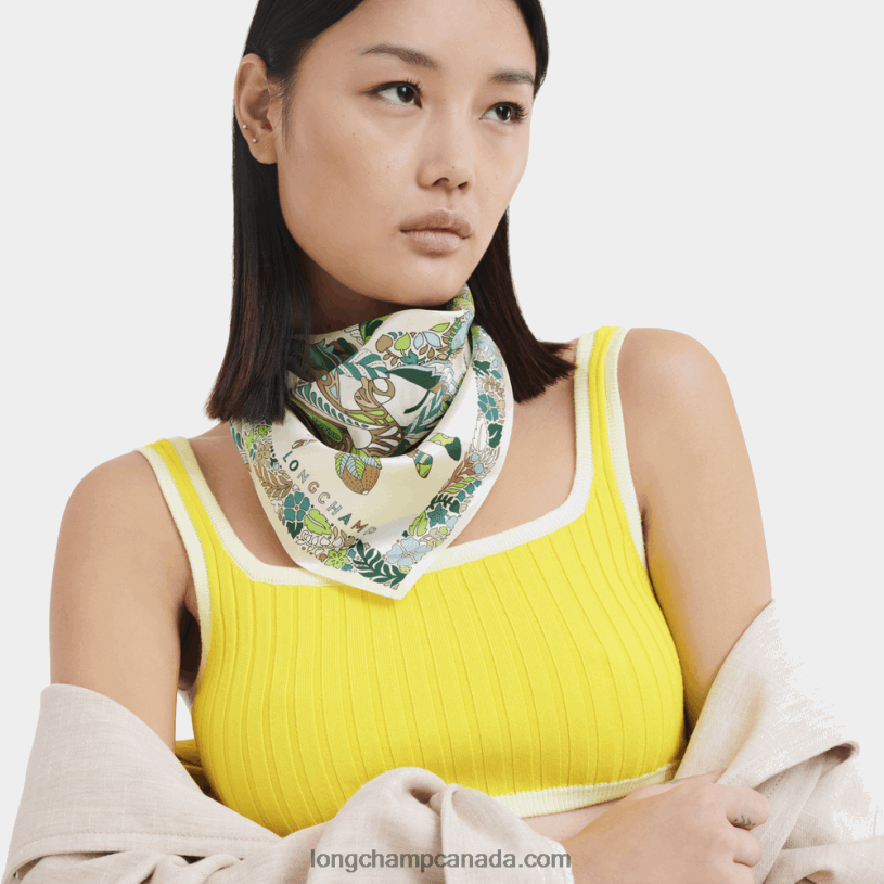 Longchamp Spring/Summer 2023 Collection Silk scarf 50 VJ2H41007 Grass/Green Light
