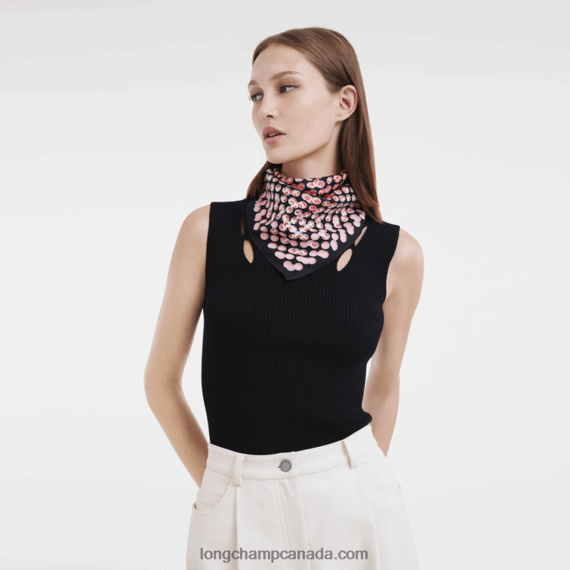 Longchamp Spring/Summer 2023 Collection Silk scarf 50 VJ2H41014 Black