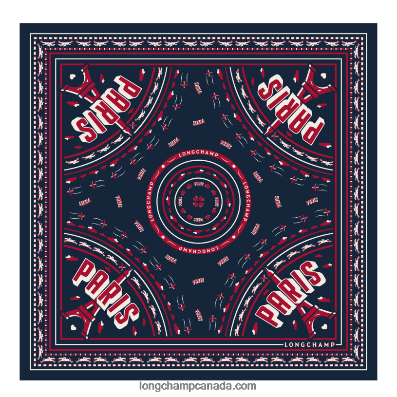 Longchamp Spring/Summer 2023 Collection Silk scarf 50 VJ2H41015 Navy