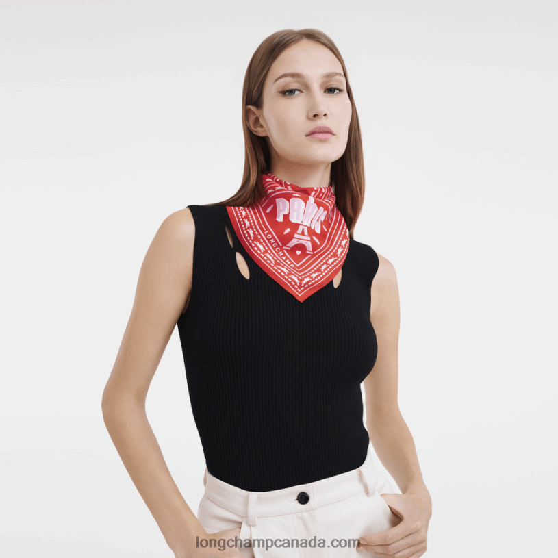 Longchamp Spring/Summer 2023 Collection Silk scarf 50 VJ2H41016 Orange