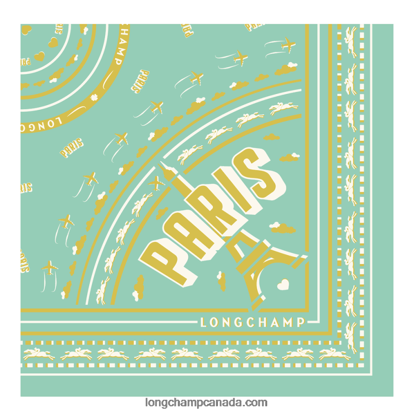Longchamp Spring/Summer 2023 Collection Silk scarf 50 VJ2H41017 Celadon
