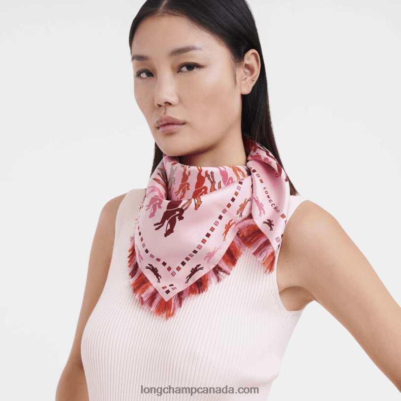 Longchamp Spring/Summer 2023 Collection Silk scarf 70 VJ2H41028 Pink