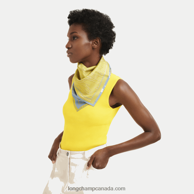 Longchamp Spring/Summer 2023 Collection Silk scarf 70 VJ2H41031 Lemon