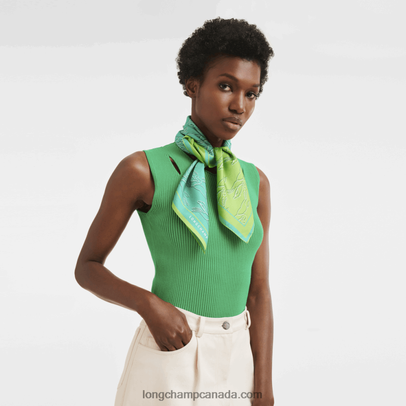 Longchamp Spring/Summer 2023 Collection Silk scarf 70 VJ2H41032 Turquoise