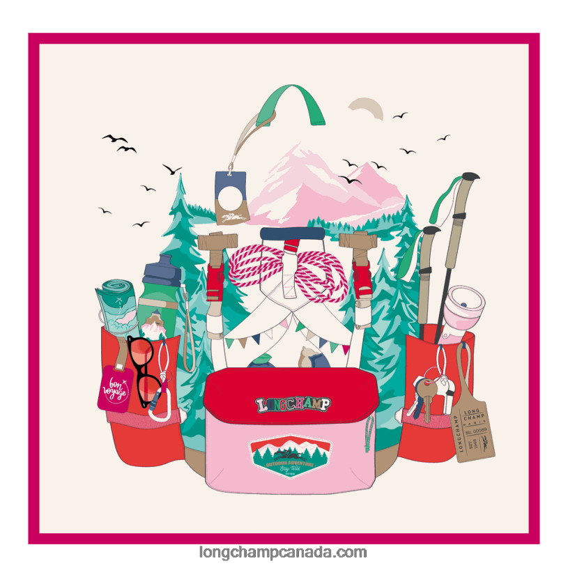 Longchamp Spring/Summer 2023 Collection Silk scarf 70 VJ2H41034 Pink