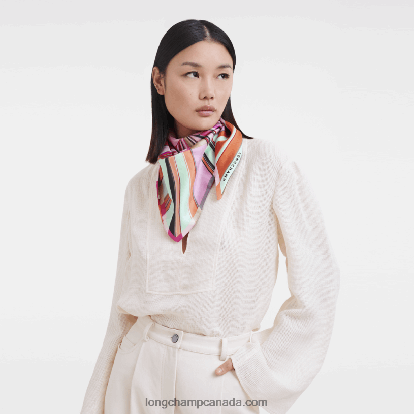 Longchamp Spring/Summer 2023 Collection Silk scarf 70 VJ2H41037 Fuchsia