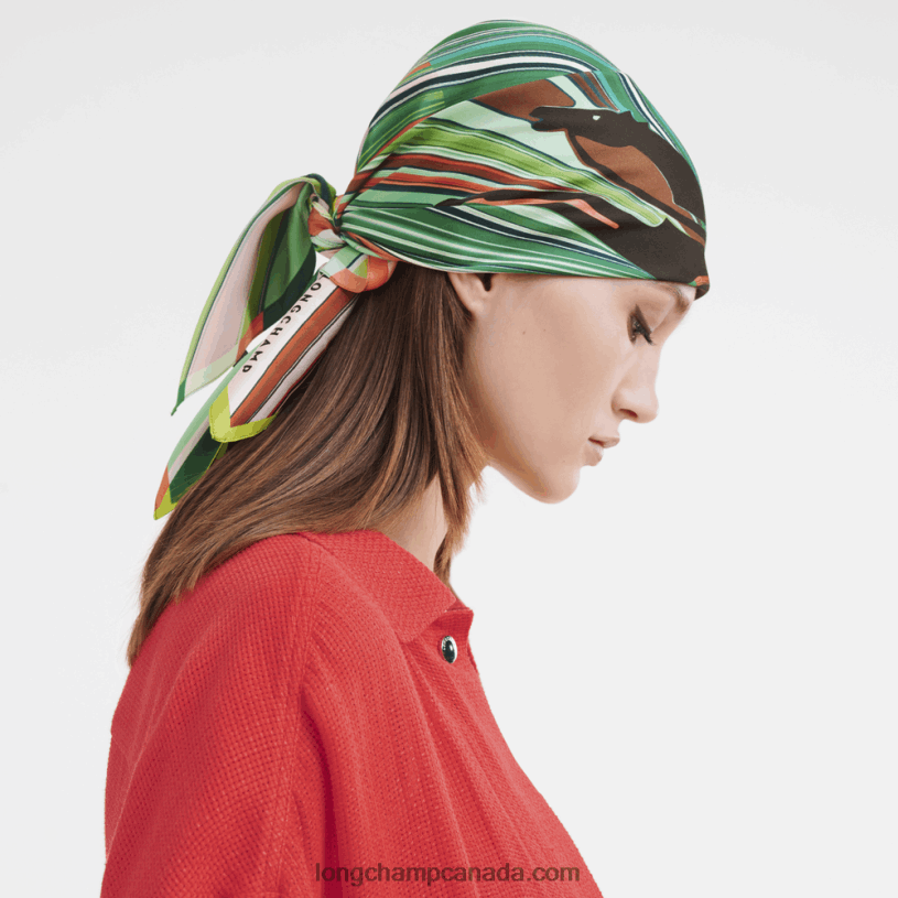 Longchamp Spring/Summer 2023 Collection Silk scarf 70 VJ2H41038 Grass/Green Light