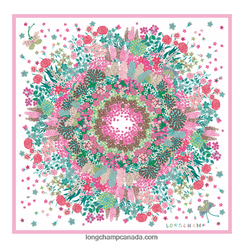 Longchamp Spring/Summer 2023 Collection Silk scarf 90 VJ2H41039 Pink