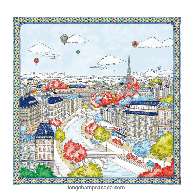 Longchamp Spring/Summer 2023 Collection Silk scarf 90 VJ2H41043 Blue