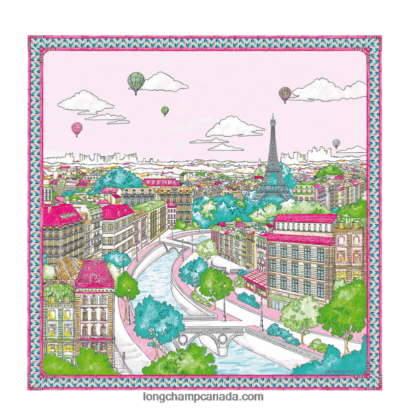 Longchamp Spring/Summer 2023 Collection Silk scarf 90 VJ2H41045 Fuchsia