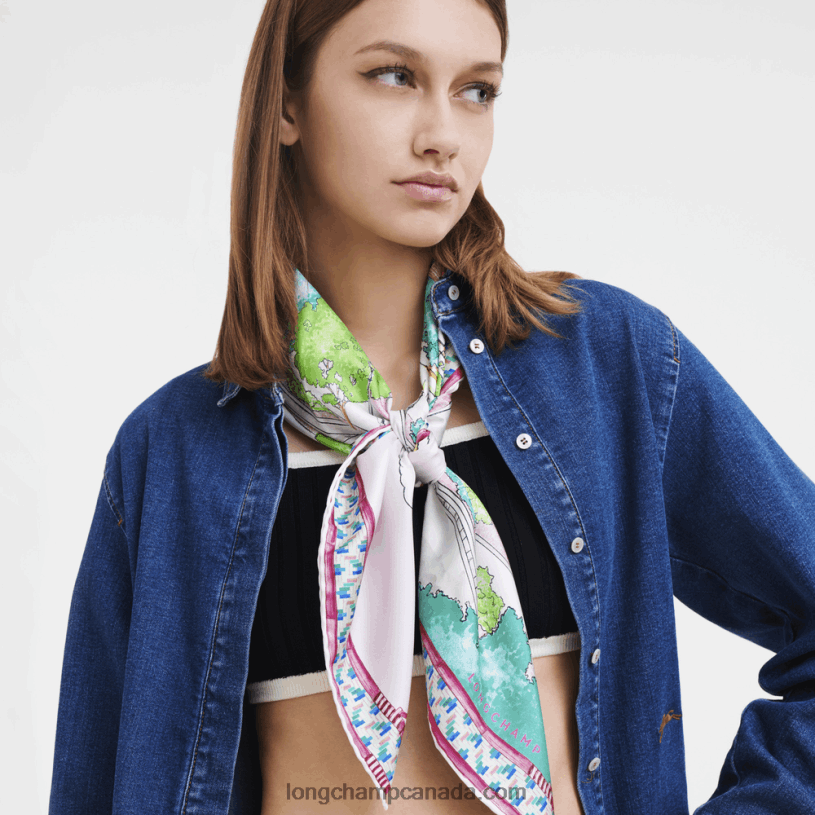 Longchamp Spring/Summer 2023 Collection Silk scarf 90 VJ2H41045 Fuchsia