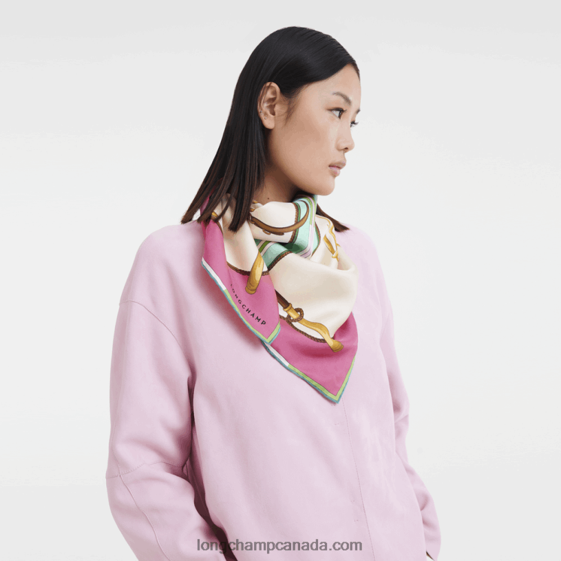 Longchamp Spring/Summer 2023 Collection Silk scarf 90 VJ2H41047 Fuchsia