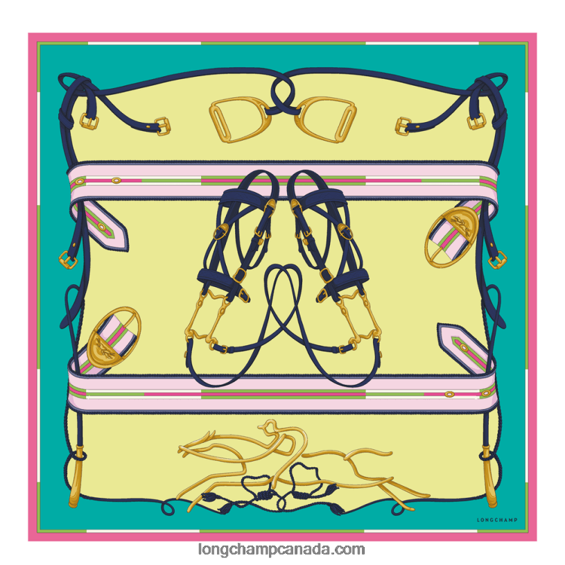 Longchamp Spring/Summer 2023 Collection Silk scarf 90 VJ2H41048 Turquoise