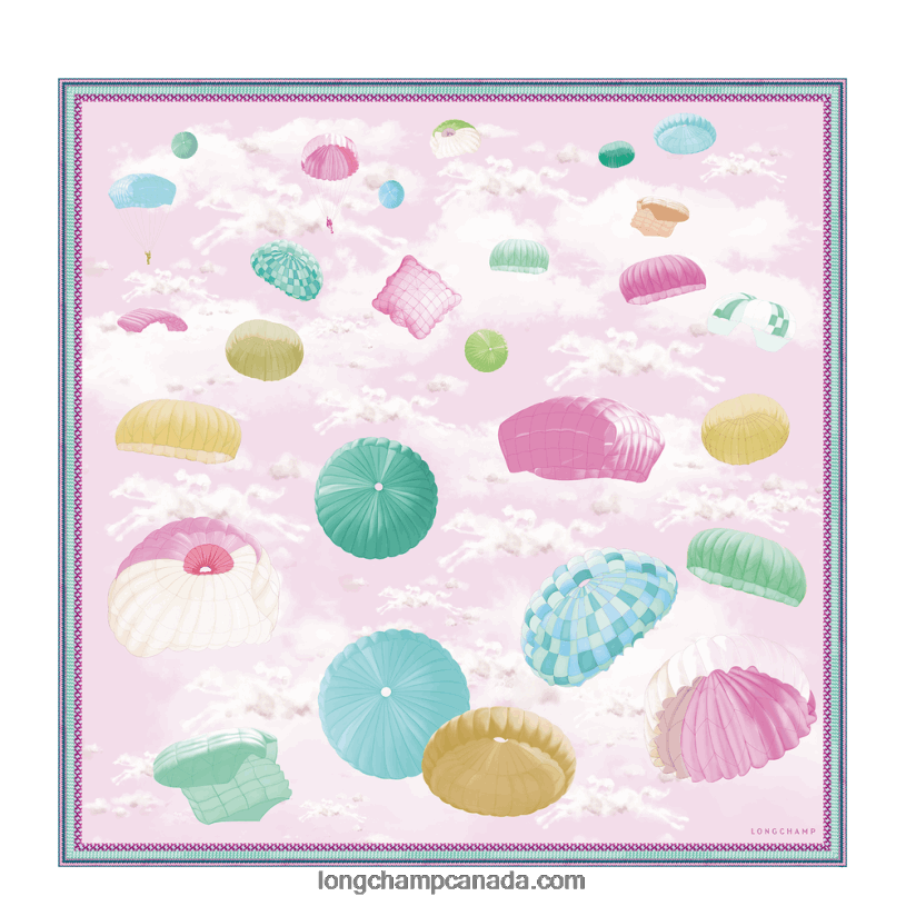 Longchamp Spring/Summer 2023 Collection Silk scarf 90 VJ2H41052 Pink