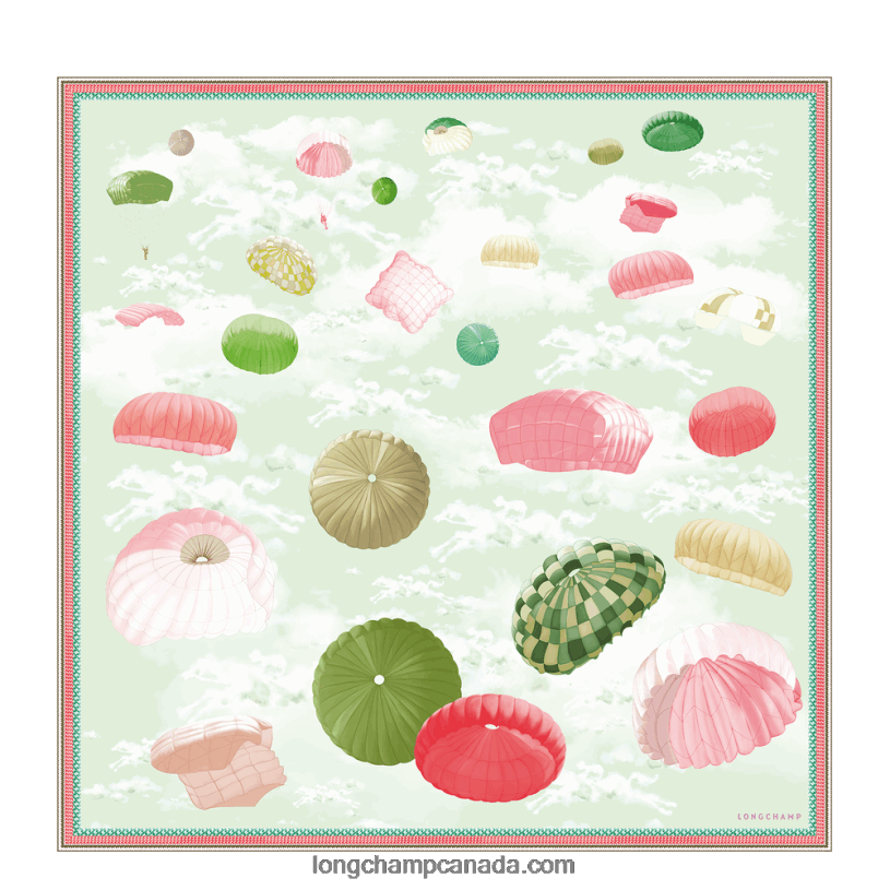 Longchamp Spring/Summer 2023 Collection Silk scarf 90 VJ2H41055 Grass/Green Light