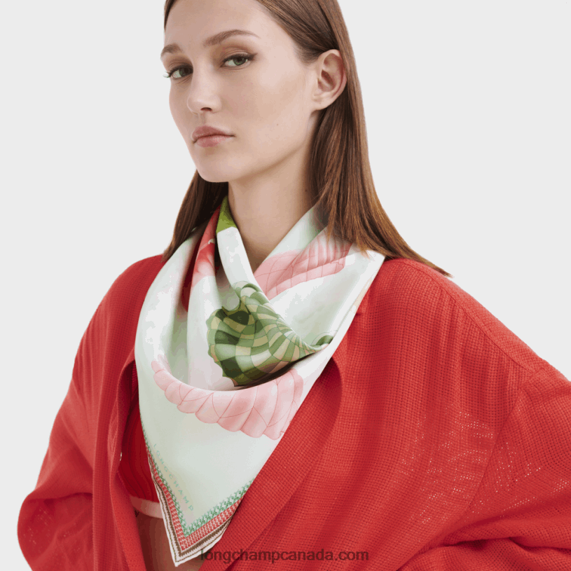 Longchamp Spring/Summer 2023 Collection Silk scarf 90 VJ2H41055 Grass/Green Light