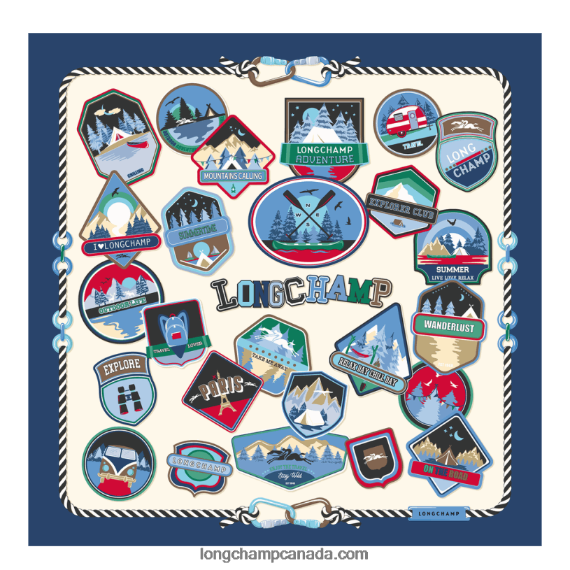 Longchamp Spring/Summer 2023 Collection Silk scarf 90 VJ2H41056 Navy