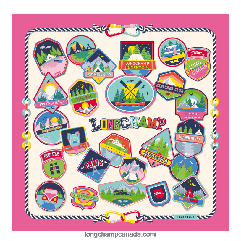 Longchamp Spring/Summer 2023 Collection Silk scarf 90 VJ2H41057 Fuchsia