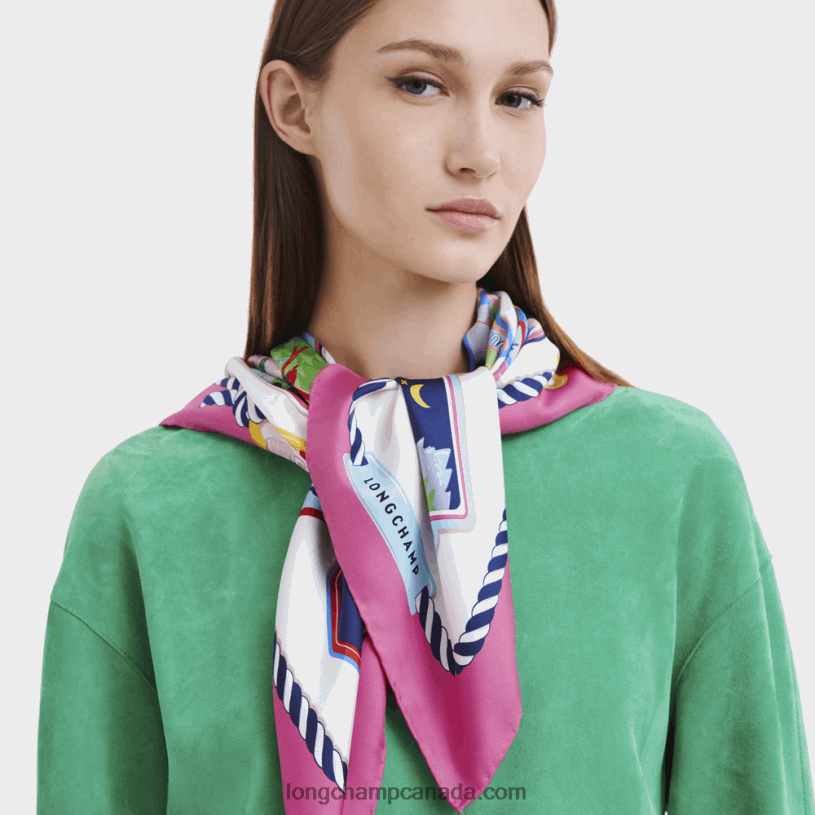 Longchamp Spring/Summer 2023 Collection Silk scarf 90 VJ2H41057 Fuchsia