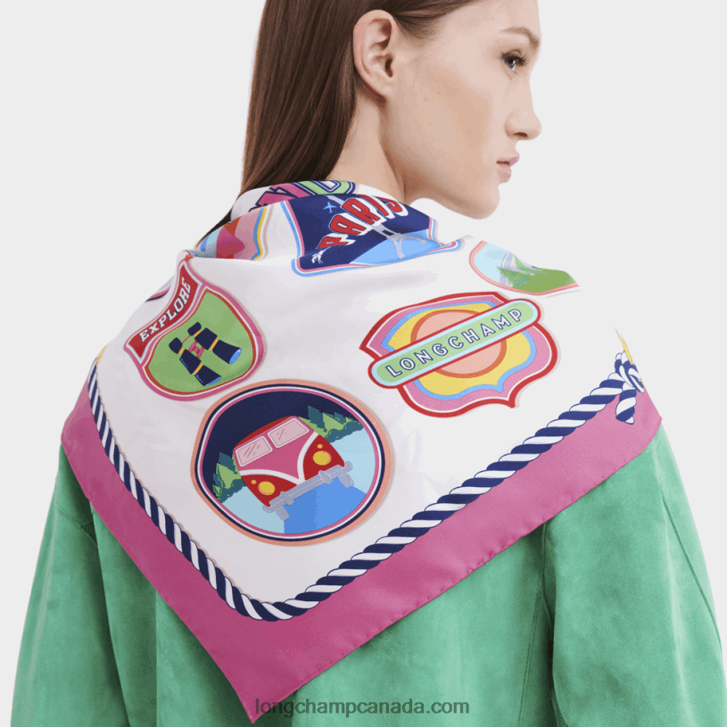 Longchamp Spring/Summer 2023 Collection Silk scarf 90 VJ2H41057 Fuchsia