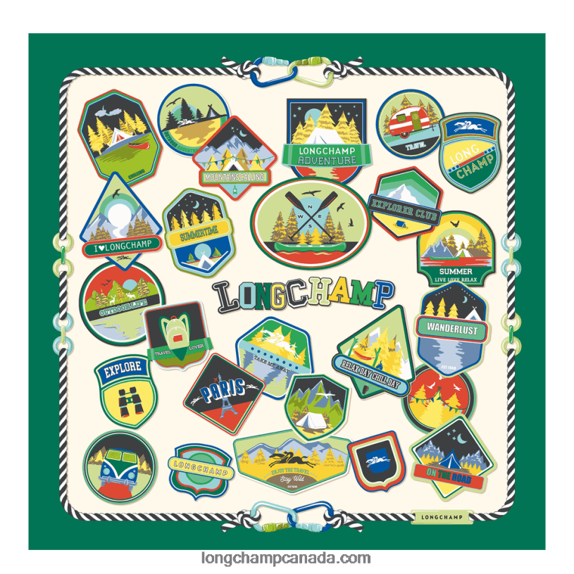 Longchamp Spring/Summer 2023 Collection Silk scarf 90 VJ2H41058 Grass/Green Light