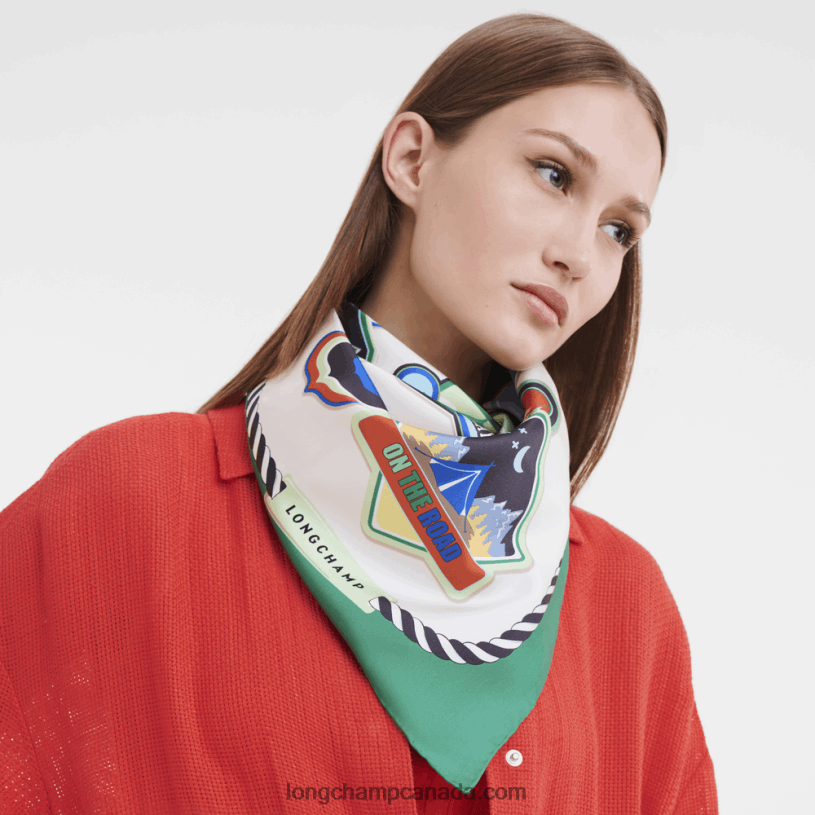 Longchamp Spring/Summer 2023 Collection Silk scarf 90 VJ2H41058 Grass/Green Light