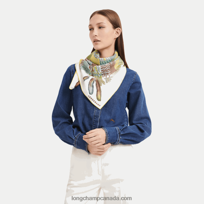 Longchamp Spring/Summer 2023 Collection Silk scarf 90 VJ2H41060 Lemon