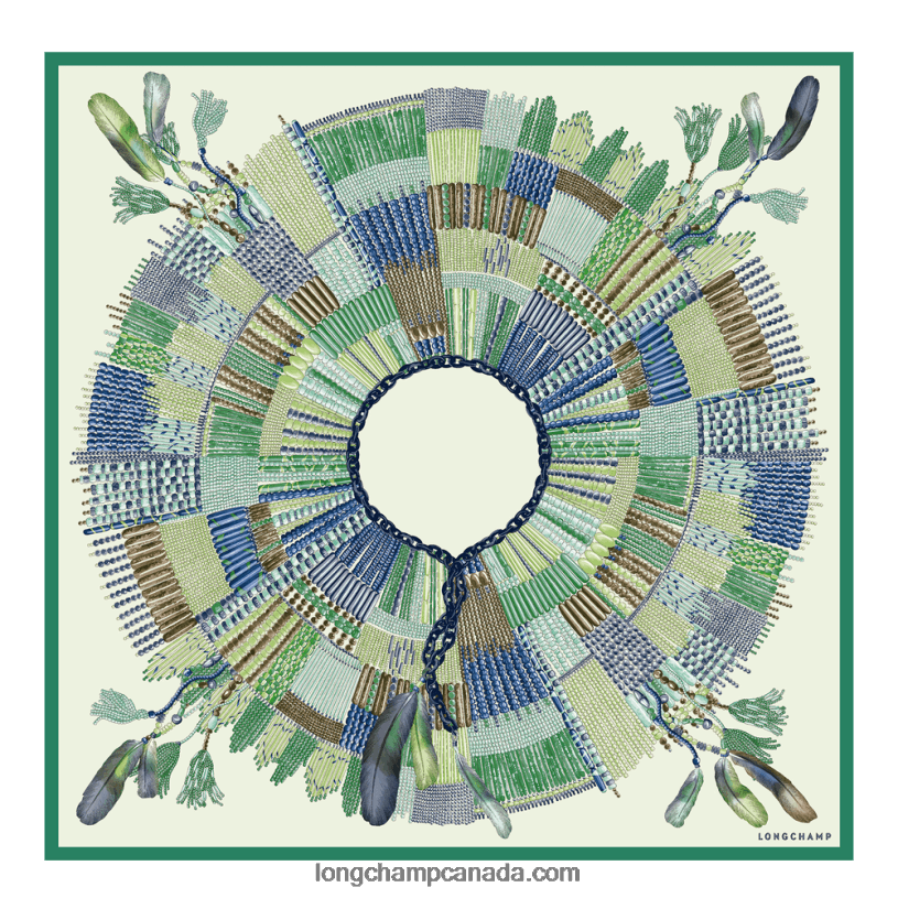 Longchamp Spring/Summer 2023 Collection Silk scarf 90 VJ2H41061 Grass/Green Light