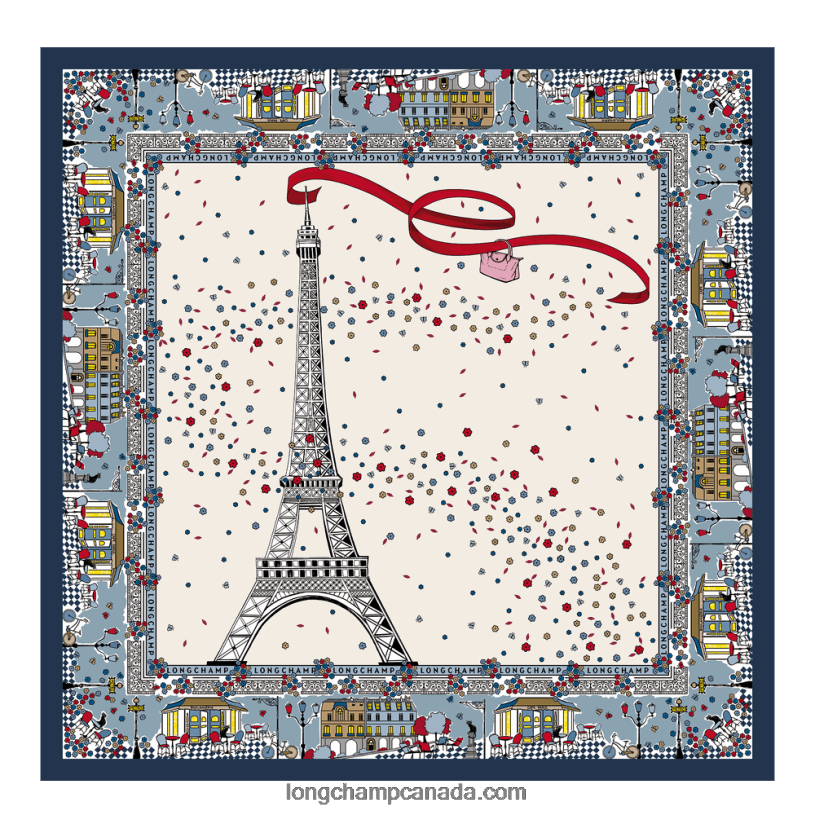 Longchamp Spring/Summer 2023 Collection Silk scarf VJ2H41009 Navy