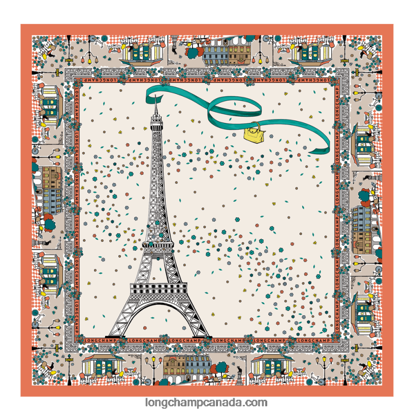 Longchamp Spring/Summer 2023 Collection Silk scarf VJ2H41010 Orange