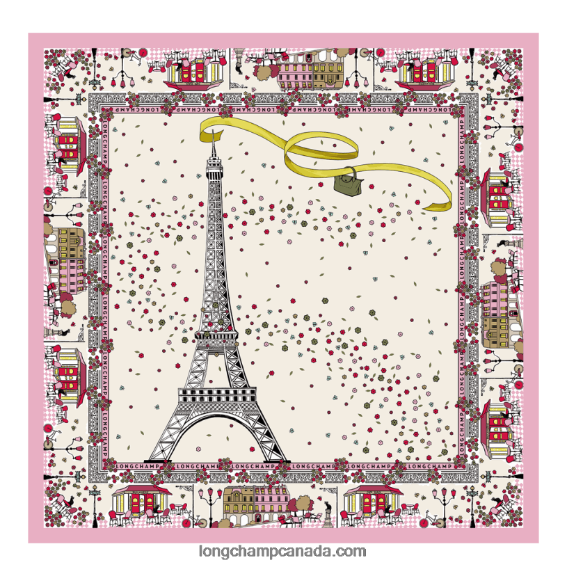 Longchamp Spring/Summer 2023 Collection Silk scarf VJ2H41011 Pink