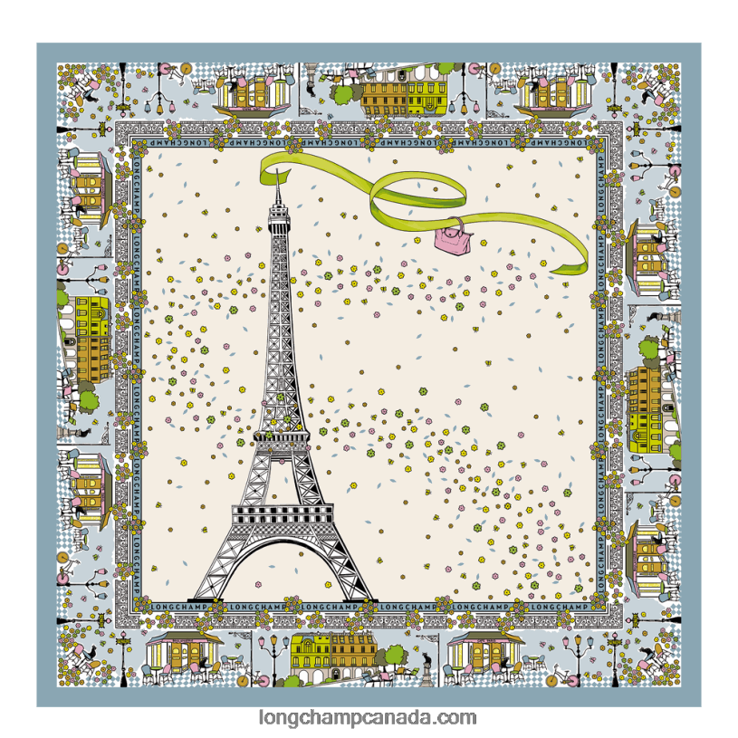 Longchamp Spring/Summer 2023 Collection Silk scarf VJ2H41013 Cloud Blue