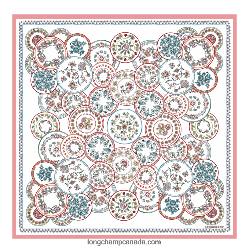 Longchamp Spring/Summer Collection 2022 Silk scarf VJ2H41042 Ivory