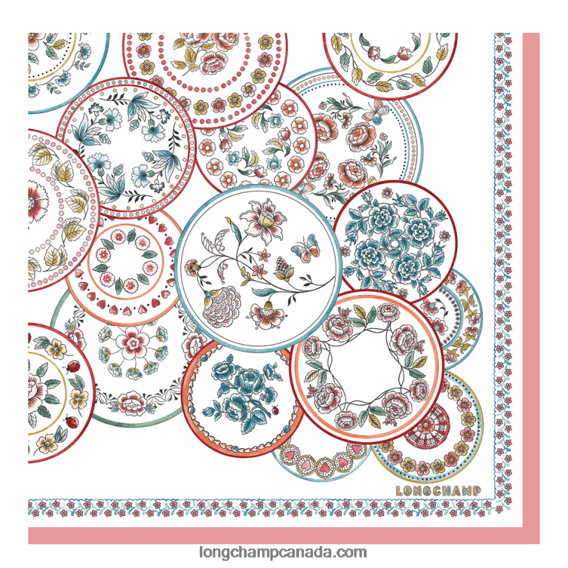 Longchamp Spring/Summer Collection 2022 Silk scarf VJ2H41042 Ivory