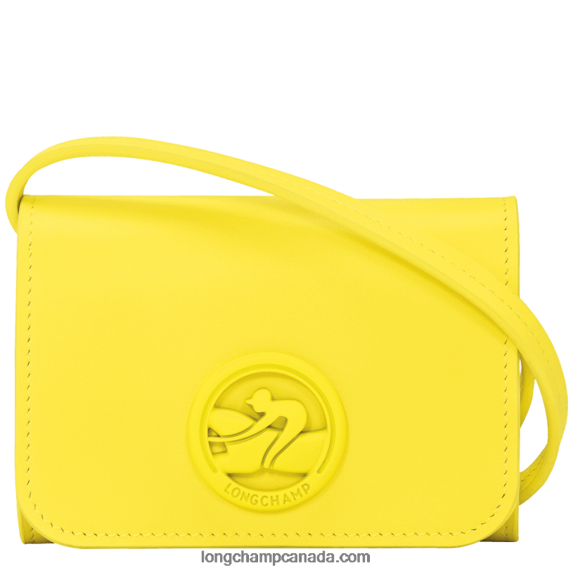 Longchamp Box Trot Coin purse with leather lace VJ2H4514 Lemon