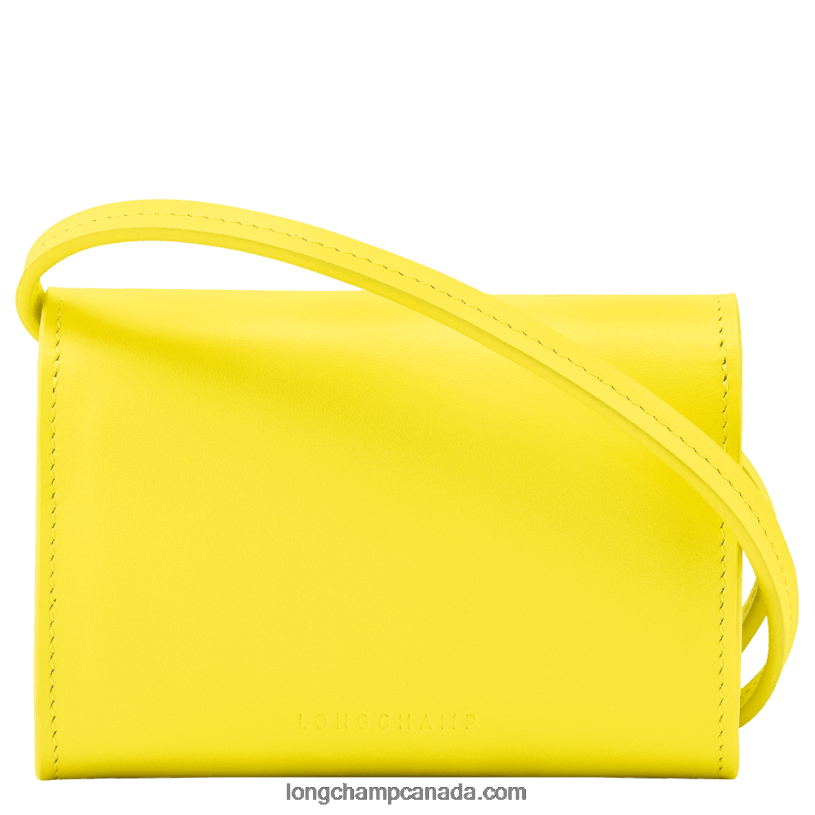 Longchamp Box Trot Coin purse with leather lace VJ2H4514 Lemon