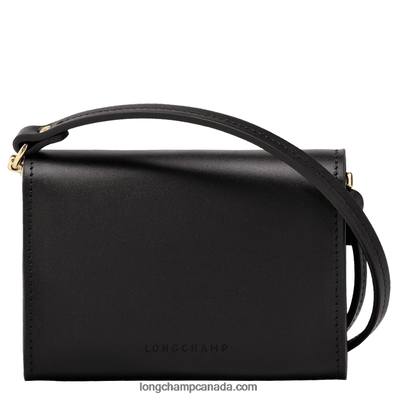 Longchamp Box Trot Coin purse with shoulder strap VJ2H4516 Black