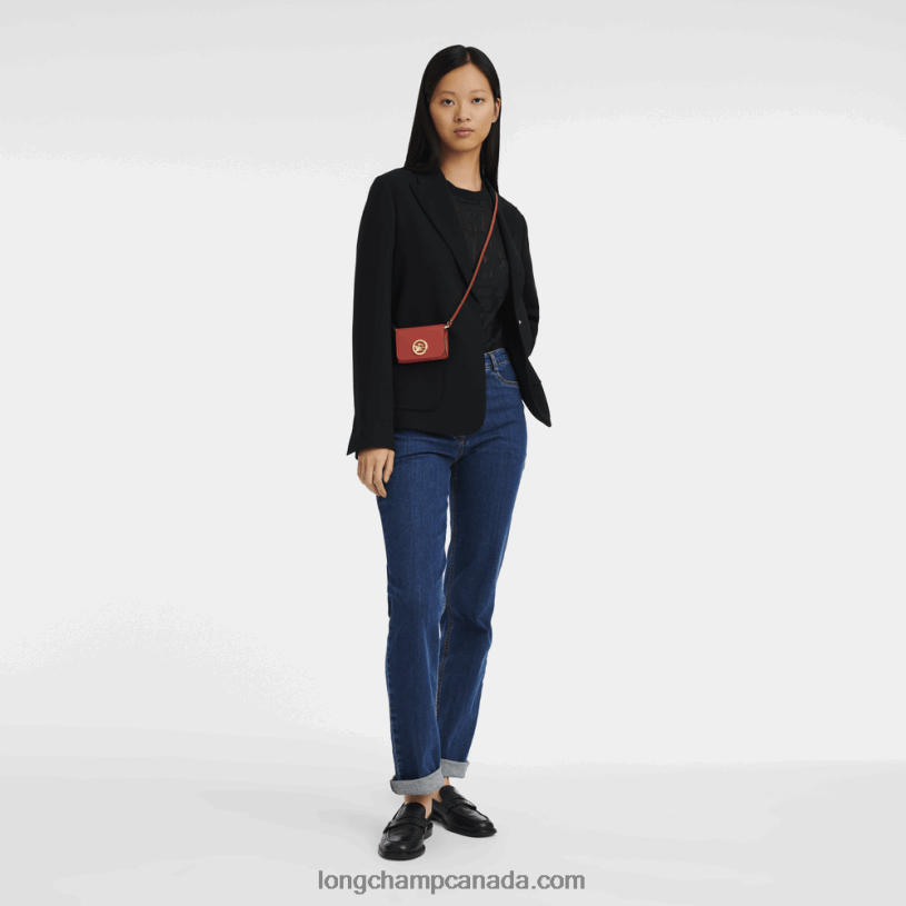 Longchamp Box Trot Coin purse with shoulder strap VJ2H4517 Orange