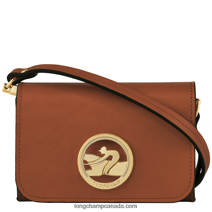Longchamp Box Trot Coin purse with shoulder strap VJ2H4518 Cognac