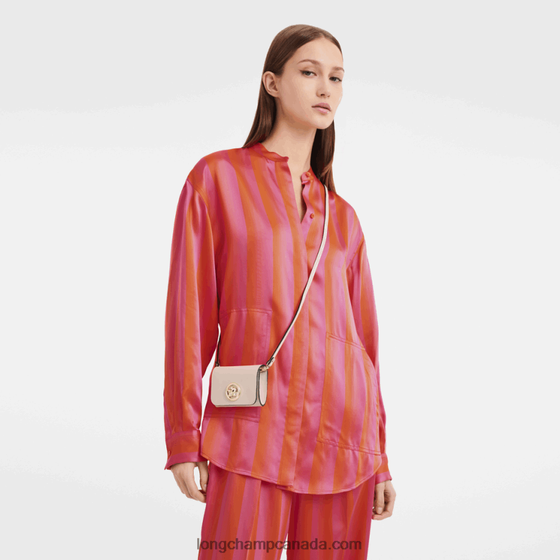 Longchamp Box Trot Coin purse with shoulder strap VJ2H4519 Pale Pink