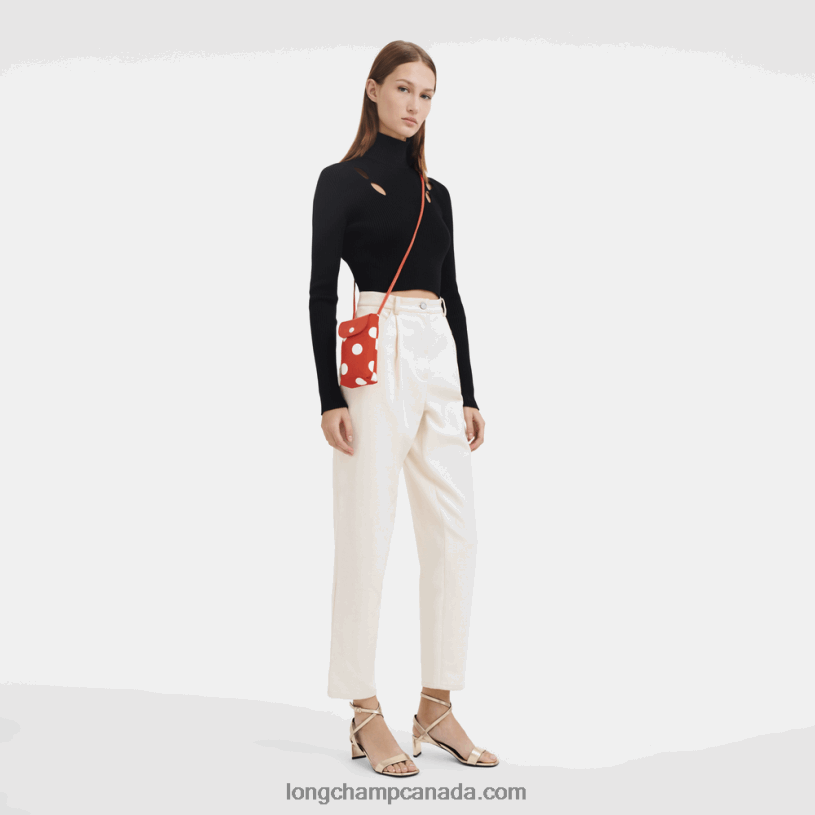 Longchamp Le Pliage Collection Phone case with leather lace VJ2H4676 Orange