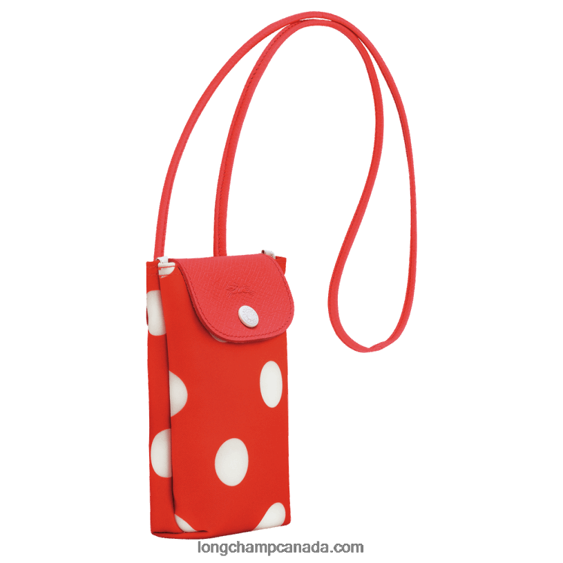 Longchamp Le Pliage Collection Phone case with leather lace VJ2H4676 Orange