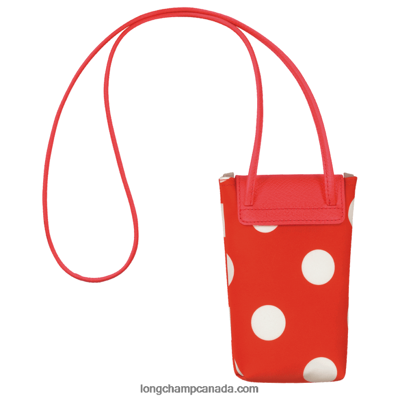 Longchamp Le Pliage Collection Phone case with leather lace VJ2H4676 Orange