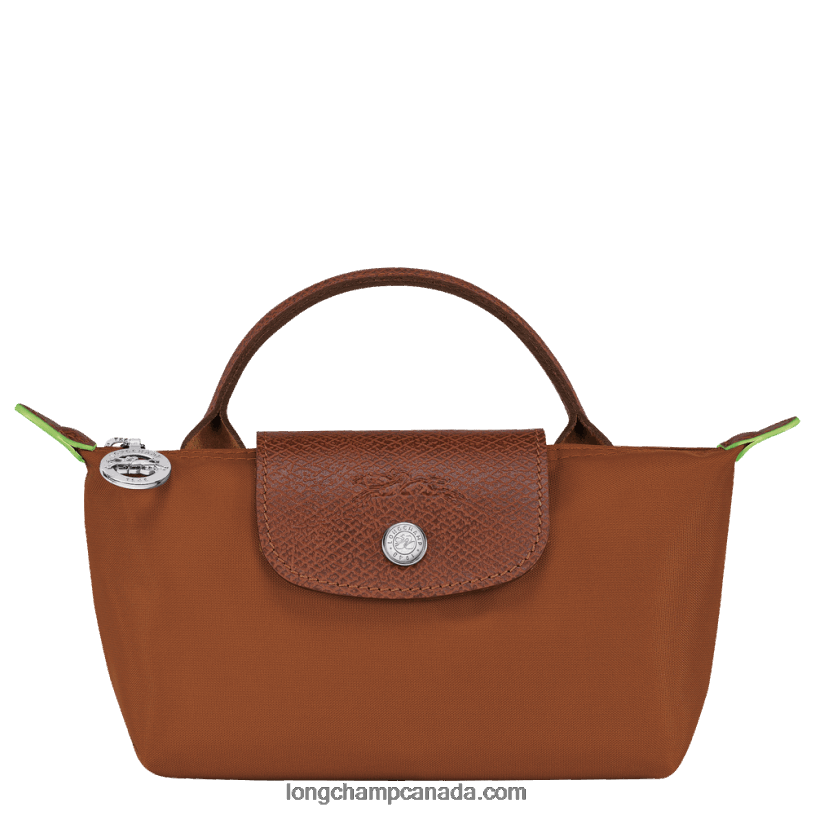 Longchamp Le Pliage Green Pouch with handle VJ2H4671 Cognac