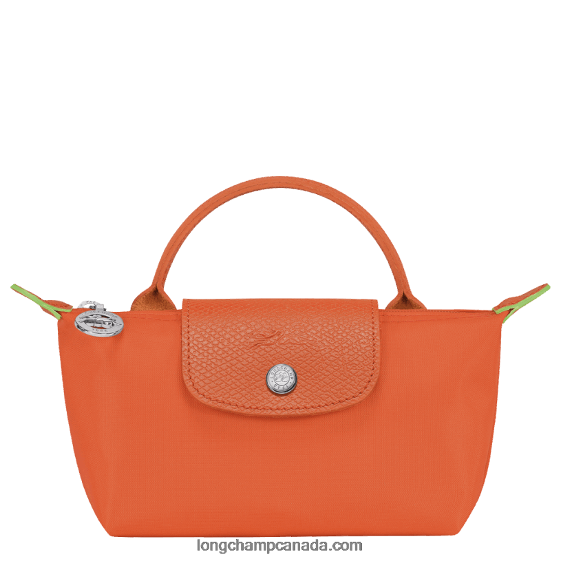 Longchamp Le Pliage Green Pouch with handle VJ2H4674 Carot