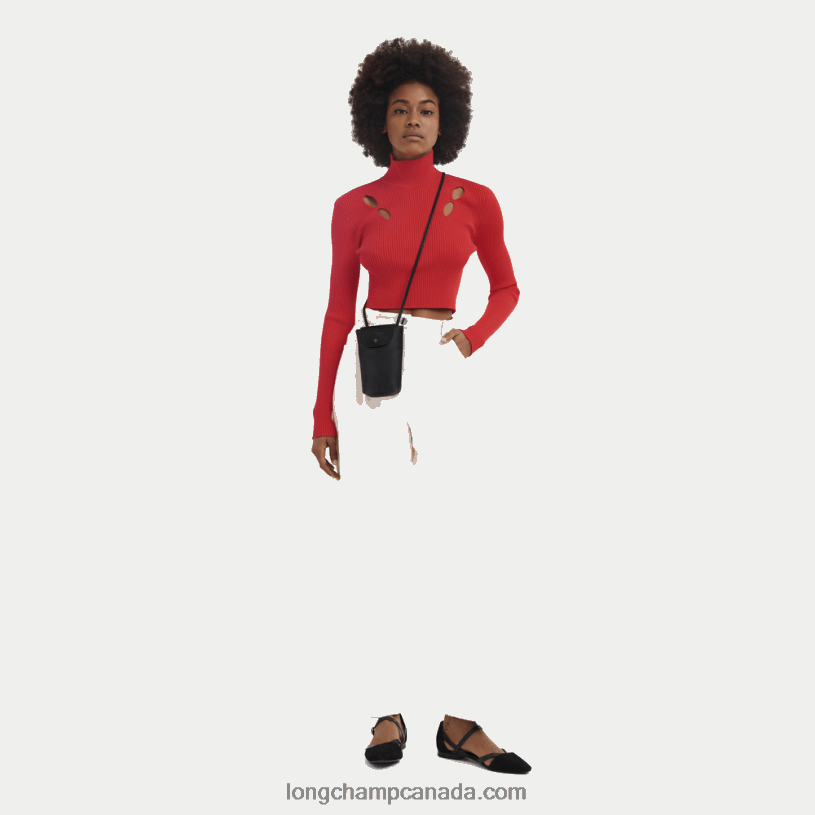 Longchamp Le Pliage Xtra Phone case with leather lace VJ2H4717 Black